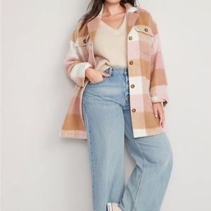 Printed Flannel Long Utility Shacket for Women 3x NWT